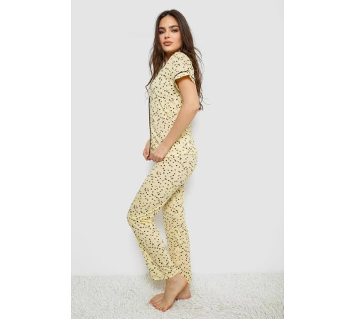 Жіноча піжама з принтом, колір жовтий, 243R7142