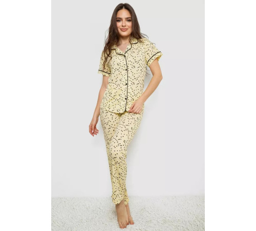 Жіноча піжама з принтом, колір жовтий, 243R7142