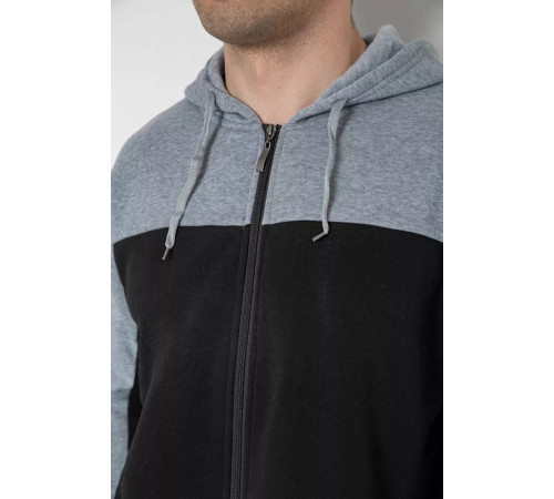 Спортивний костюм чоловічий на флісі, колір чорно-сірий, 244R9140