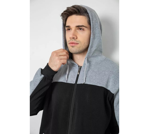 Спортивний костюм чоловічий на флісі, колір чорно-сірий, 244R9140