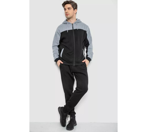 Спортивний костюм чоловічий на флісі, колір чорно-сірий, 244R9140
