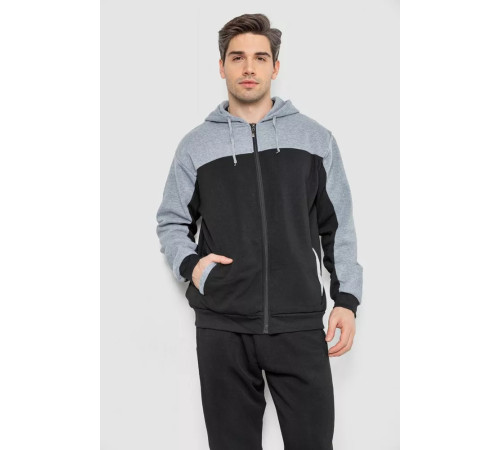 Спортивний костюм чоловічий на флісі, колір чорно-сірий, 244R9140