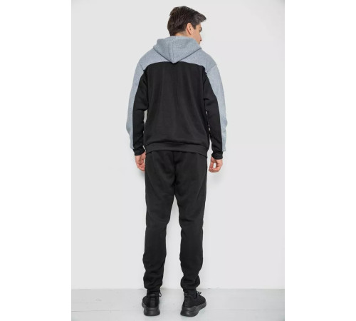 Спортивний костюм чоловічий на флісі, колір чорно-сірий, 244R9140