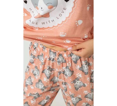 Пижама женская с принтом, цвет персиковый, 243R15448.