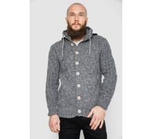 Кофта чоловіча на блискавці з капюшоном, колір темно-сірий, 214R10635