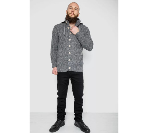 Кофта чоловіча на блискавці з капюшоном, колір темно-сірий, 214R10635