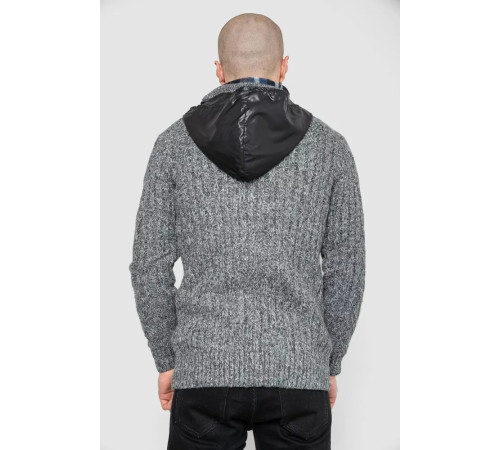Кофта чоловіча на блискавці з капюшоном, колір темно-сірий, 214R10635
