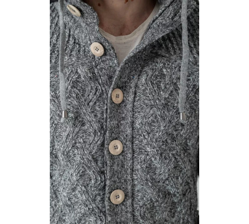 Кофта чоловіча на блискавці з капюшоном, колір темно-сірий, 214R10635