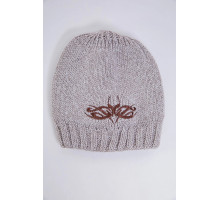 Дитяча шапка, бежево-коричневого кольору з вишивкою, 167R7778-1