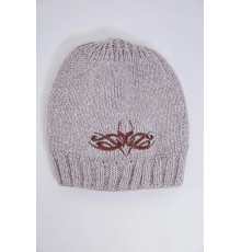 Дитяча шапка, бежево-коричневого кольору з вишивкою, 167R7778-1