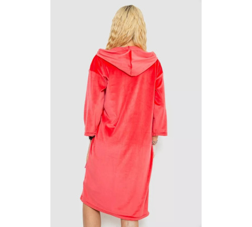 Халат жіночий велюровий на блискавці, колір кораловий, 238R101-1