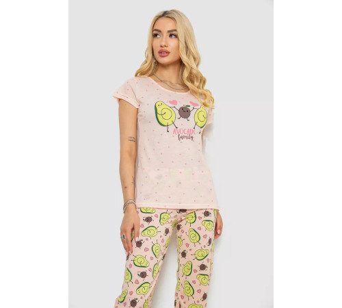 Пижама женская с принтом, цвет персиковый, 243R7093.