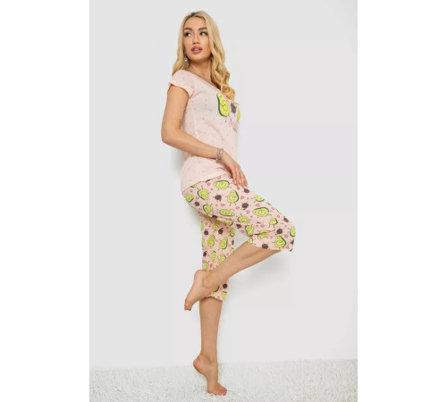Пижама женская с принтом, цвет персиковый, 243R7093.