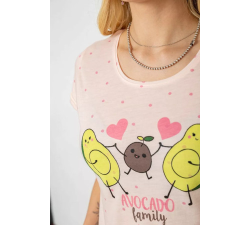 Пижама женская с принтом, цвет персиковый, 243R7093.