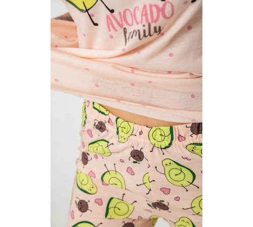 Пижама женская с принтом, цвет персиковый, 243R7093.