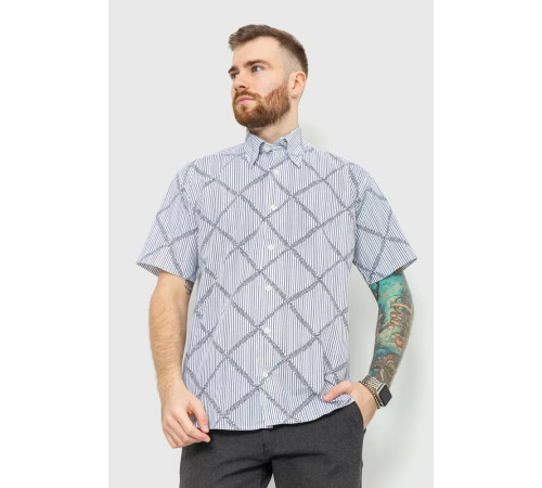 Сорочка чоловіча з принтом 167R7013, колір біло-чорний, 167R0713