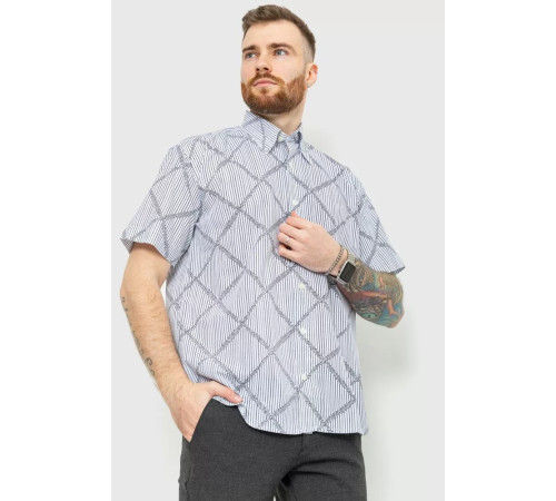 Сорочка чоловіча з принтом 167R7013, колір біло-чорний, 167R0713