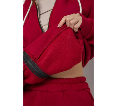 Спортивний костюм жіночий на флісі, колір бордовий, 244R1555-1