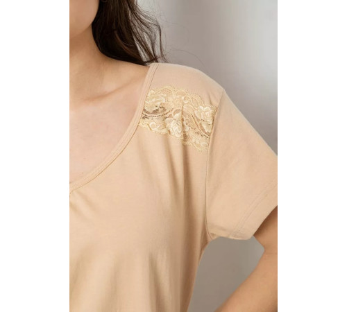 Жіноча піжама з принтом, колір бежевий, 243R1600-013