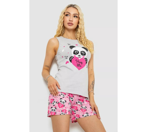 Женская пижама с принтом, цвет серый, 243R24495