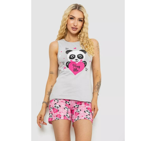 Женская пижама с принтом, цвет серый, 243R24495