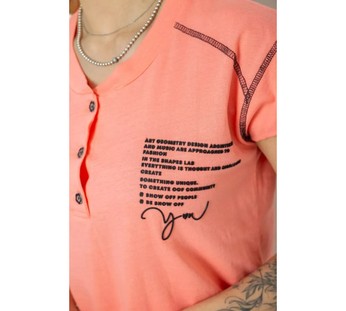 Пижама женская с принтом, цвет персиковый, 243R0004-P11.