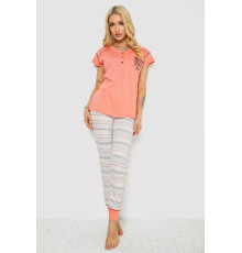 Пижама женская с принтом, цвет персиковый, 243R0004-P11.