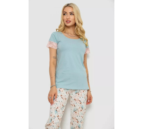 Піжама жіноча з принтом, колір оливковий, 243R1484-005