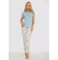 Піжама жіноча з принтом, колір оливковий, 243R1484-005
