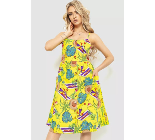 Женский сарафан с цветочным принтом, цвет желтый, 221R1932-1.
