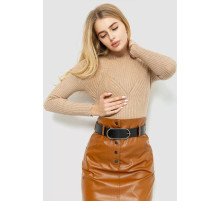 Стильный женский гольф в рубчик, цвет бежевый, 204R053.