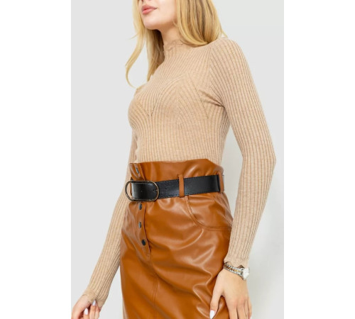 Стильний жіночий гольф у рубчик, колір бежевий, 204R053