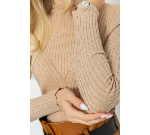 Стильний жіночий гольф у рубчик, колір бежевий, 204R053