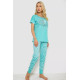 Женская пижама с принтом, цвет бирюзовый, 243R2080-1.