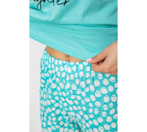 Женская пижама с принтом, цвет бирюзовый, 243R2080-1.