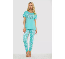 Піжама жіноча з принтом, колір бірюзовий, 243R2080-1