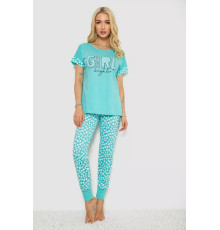 Женская пижама с принтом, цвет бирюзовый, 243R2080-1.