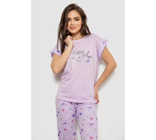 Піжама жіноча з принтом, колір бузковий, 243R2086