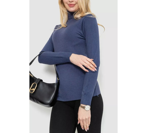 Гольф жіночий однотонний, колір джинс, 244RA01