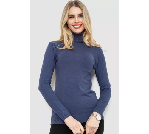 Гольф жіночий однотонний, колір джинс, 244RA01