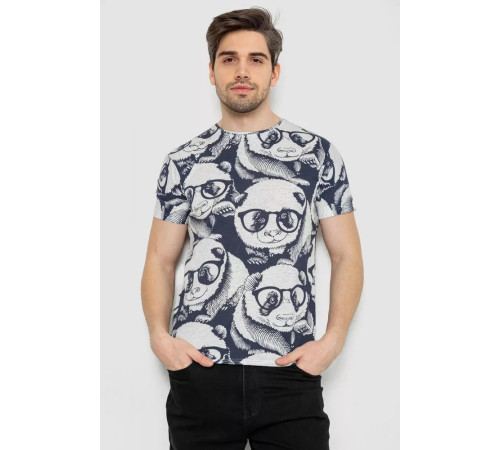 Мужская футболка с принтом, цвет сине-белый, 244R1099