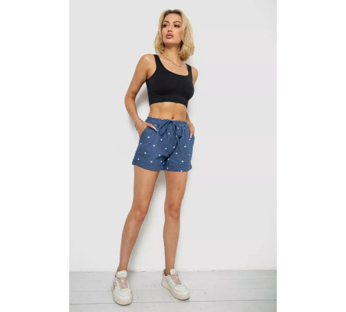 Шорти жіночі з принтом, колір джинс, 238R7164-1