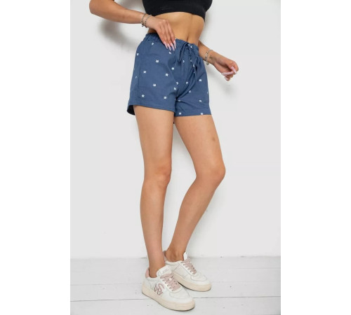 Шорти жіночі з принтом, колір джинс, 238R7164-1