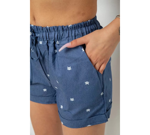 Шорти жіночі з принтом, колір джинс, 238R7164-1