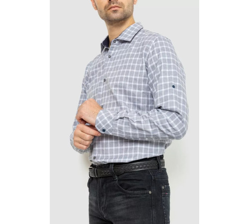 Сорочка чоловіча в клітку, колір сіро-білий, 214R113-35-193