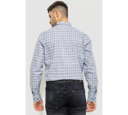 Сорочка чоловіча в клітку, колір сіро-білий, 214R113-35-193
