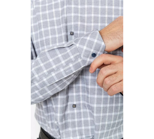 Сорочка чоловіча в клітку, колір сіро-білий, 214R113-35-193
