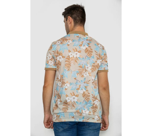 Поло чоловіче з принтом, колір бежево-блакитний, 247R315
