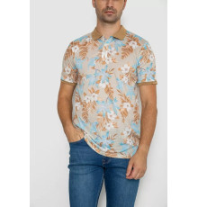 Поло чоловіче з принтом, колір бежево-блакитний, 247R315