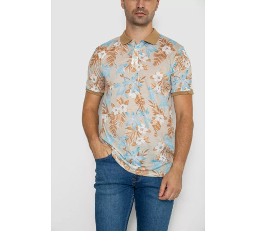Поло чоловіче з принтом, колір бежево-блакитний, 247R315